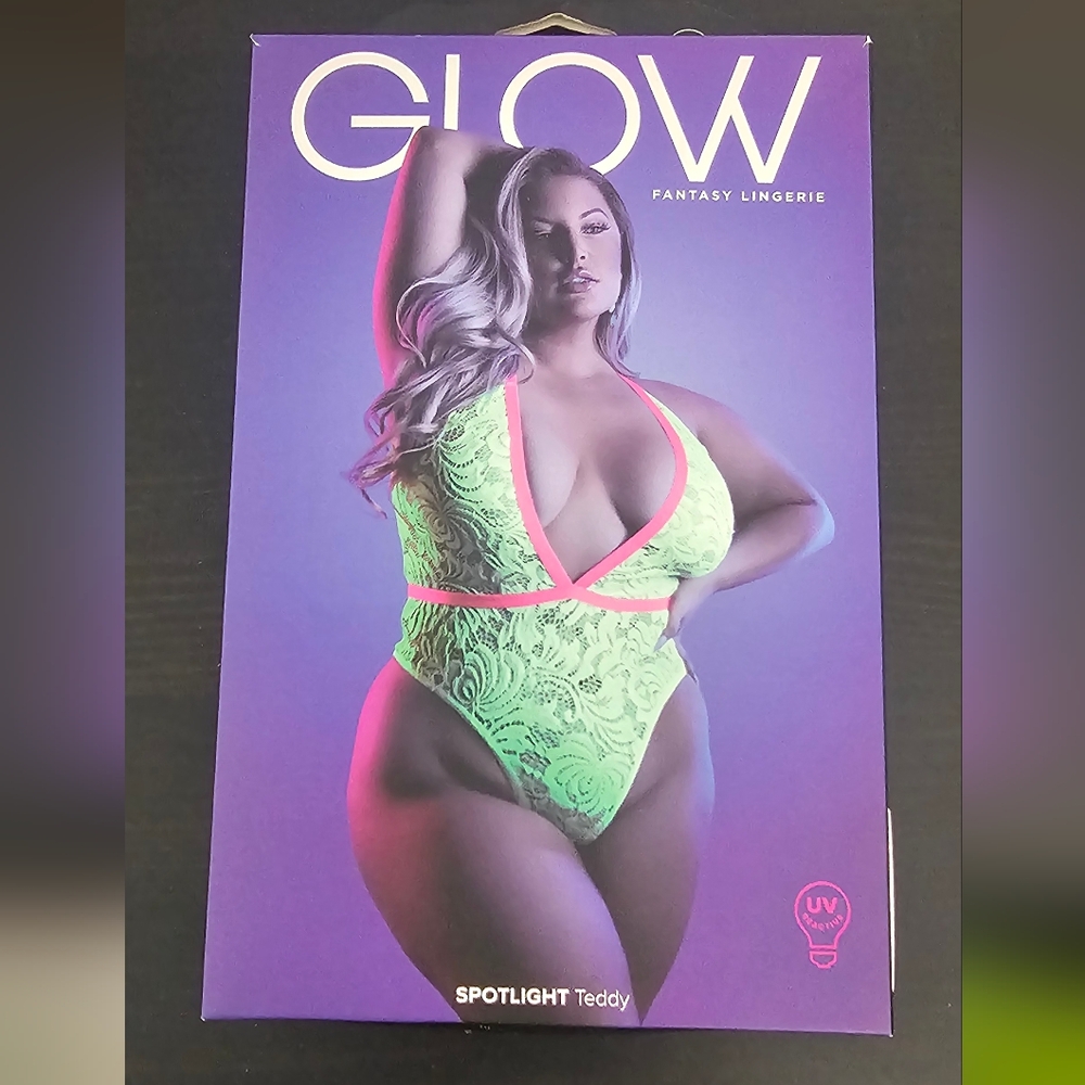 Glow Fantasy Lingerie Neon Green Teddy Plus Size